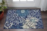 2' X 3' Blue And Ivory Floral Area Rug