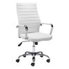 White and Silver Adjustable Swivel Faux Leather Rolling Conference Office Chair