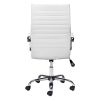 White and Silver Adjustable Swivel Faux Leather Rolling Conference Office Chair