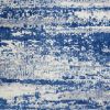 4' X 6' Ivory And Blue Ombre Distressed Area Rug