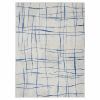 4' X 6' Ivory And Blue Geometric Distressed Area Rug