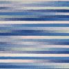 4' X 6' Blue And White Striped Distressed Area Rug