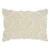 14" X 20" Off White Cotton Heart Throw Pillow