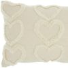 14" X 20" Off White Cotton Heart Throw Pillow