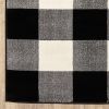 8' Ivory And Black Gingham Runner Rug