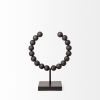 12" Black Wood and Metal Abstract Beaded Tabletop Sculpture