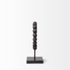 12" Black Wood and Metal Abstract Beaded Tabletop Sculpture