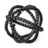 12" Black Wood Bead And Metal Decorative Orb Sculpture