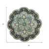 4' Blue And Green Wool Geometric Hand Tufted Round Rug
