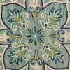 4' Blue And Green Wool Geometric Hand Tufted Round Rug
