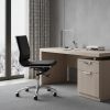 Black and Silver Adjustable Swivel Faux Leather Rolling Executive Office Chair
