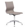 Taupe and Silver Swivel Faux Leather Conference Office Chair