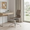 Taupe and Silver Swivel Faux Leather Conference Office Chair