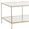 42" Clear And Gold Glass And Metal Coffee Table