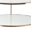 34" Clear and Gold Glass with Iron Round Coffee Table
