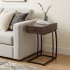 23" Brown Manufactured Wood And Iron Rectangular End Table With Drawer