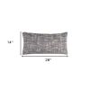 14" X 26" Blue Gray And Beige Nubby Cotton Lumbar Throw Pillow With Texture