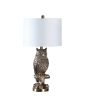 28â€  Antiqued Silver Resin Owl Table or Desk Lamp