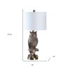28â€  Antiqued Silver Resin Owl Table or Desk Lamp