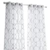 84â€ Silver Trellis Pattern Embroidered Window Curtain Panel