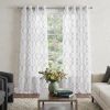 84â€ Silver Trellis Pattern Embroidered Window Curtain Panel
