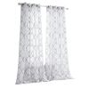 84â€ Silver Trellis Pattern Embroidered Window Curtain Panel