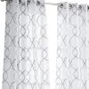 84â€ Silver Trellis Pattern Embroidered Window Curtain Panel
