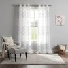 Set of Two 84"  White Wave Embroidered Window Panels