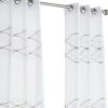 Set of Two 84"  White Wave Embroidered Window Panels