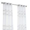 Set of Two 84"  White Wave Embroidered Window Panels