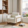34" Cream And Gold Upholstered Arm Chair