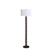 61" Brown And White Resin Floor Lamp With White Fabric Drum Shade