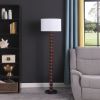 61" Brown And White Resin Floor Lamp With White Fabric Drum Shade
