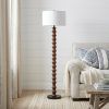 61" Brown And White Resin Floor Lamp With White Fabric Drum Shade