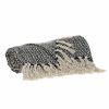 52" X 67" Black And Beige Geometric Diamond Throw Blanket with Tassels
