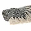 52" X 67" Black And Beige Geometric Diamond Throw Blanket with Tassels