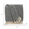 52" X 67" Black And Beige Geometric Diamond Throw Blanket with Tassels