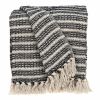 Black and Beige Striped Woven Handloom Throw Blanket