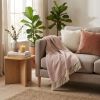 Pink Woven Cotton Solid Color Reversable Throw