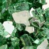 Green Round Reflective Fire Pit Glass