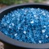 Sky Blue Round Reflective Fire Pit Glass