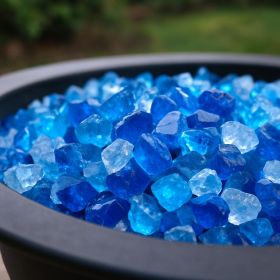 Blue Round Reflective Fire Pit Glass