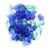 Blue And Green Round Reflective Fire Pit Glass