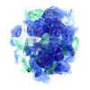 Blue And Green Round Reflective Fire Pit Glass