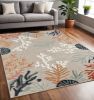 5' X 7' Grey Beige Orange Blue And White Coastal Coral Indoor Outdoor Area Rug