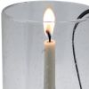 12" Light Gray Glass Centerpiece Taper Candle Holder With Candle