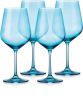 Set of Four Blue Crystal Balloon Bowl Stemmed Red Wine Glass