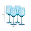 Set of Four Blue Crystal Balloon Bowl Stemmed Red Wine Glass