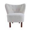 31" White and Brown Sherpa Polka Dots Wingback Chair