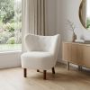 31" White and Brown Sherpa Polka Dots Wingback Chair